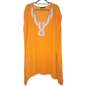 Rachel Roy Metallic Embroidered V-Neck Caftan Dress or Cover Up, Size Small